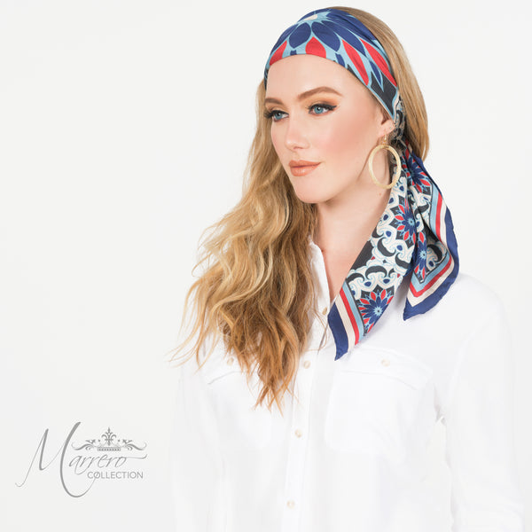 Silk Scarf for Women Silk Headband for Her Moroccan Mosaic 