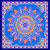 Blue Mandala Square Silk Scarf