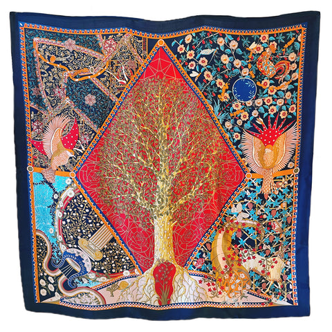 **SOLD OUT-Tree of Life Square Silk Scarf