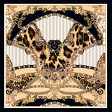 Baroque printed silk scarf, gold, black & white