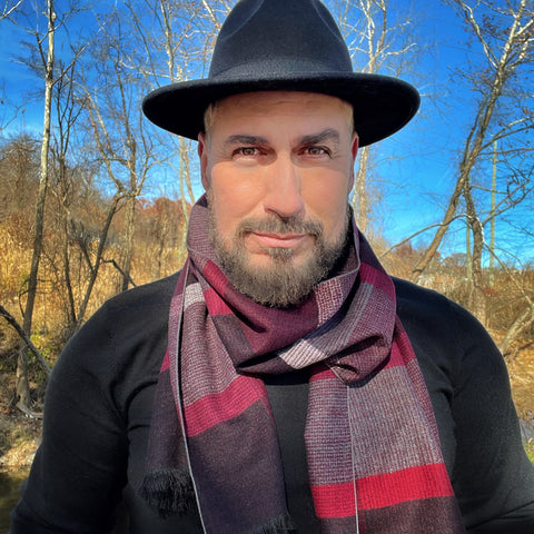SOLD OUT -Men bordeaux, black and Gray Scarf